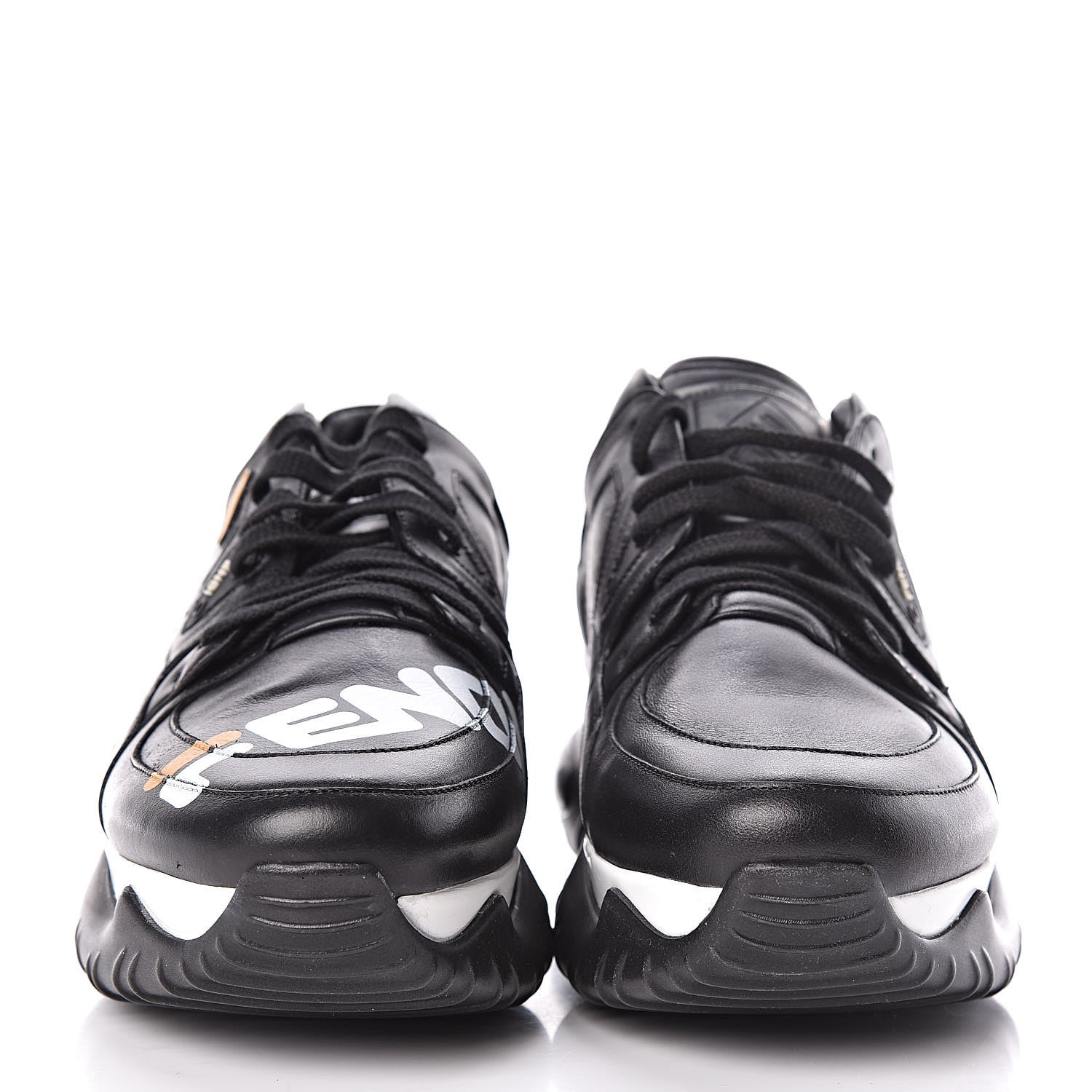Fendi X FILA Vitello Mania Painted Mens Chunky Sneakers 9 Black Zucca White Ice 2 of 8