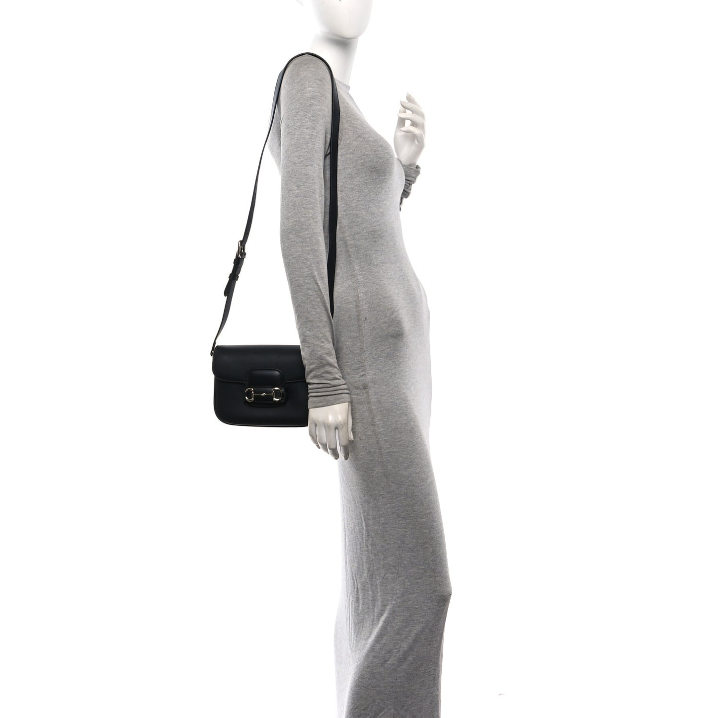 Arabella Calfskin Horsebit 1955 Soft Small Shoulder Bag Black