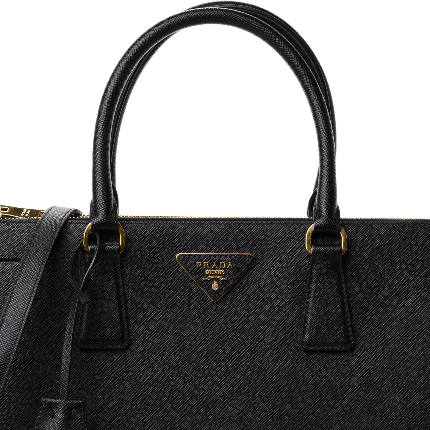 Saffiano Medium Galleria Double Zip Tote Black
