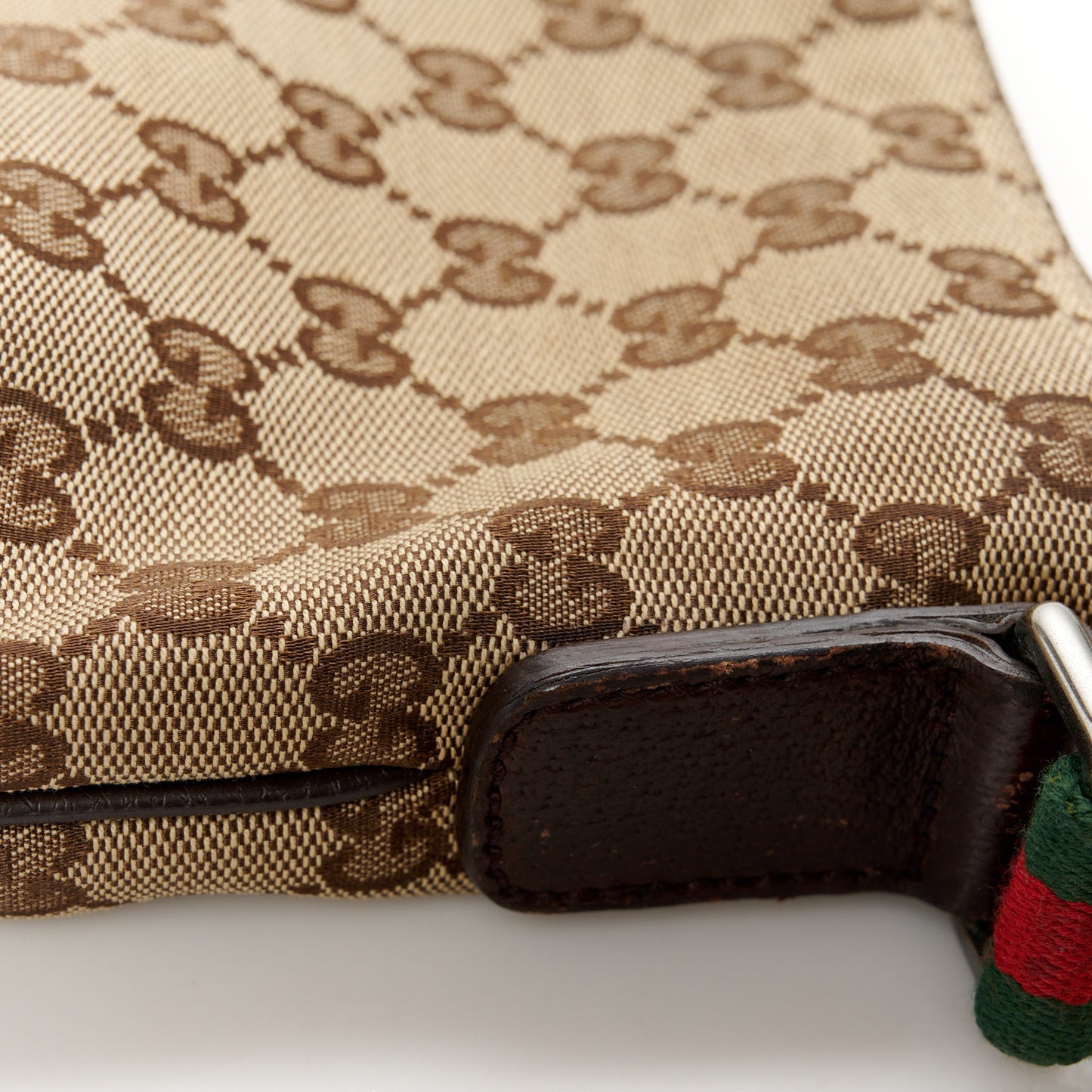 Monogram Web Small Flat Messenger Crossbody Dark Brown