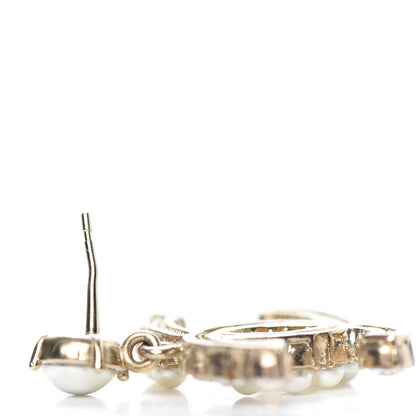 Chanel Crystal Pearl Dazzling Domino CC Drop Earrings Gold 4 of 6