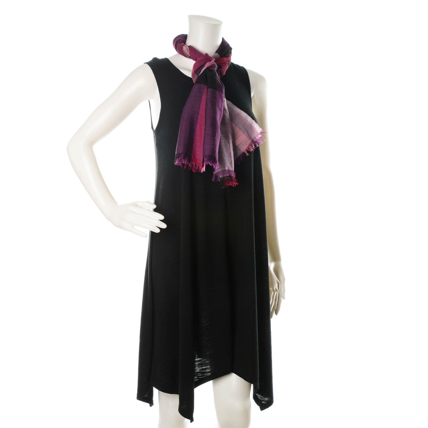 Wool Silk Mega Check Scarf Bright Violet