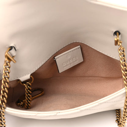 Gucci Calfskin Matelasse Super Mini GG Marmont Shoulder Bag White 4 of 5