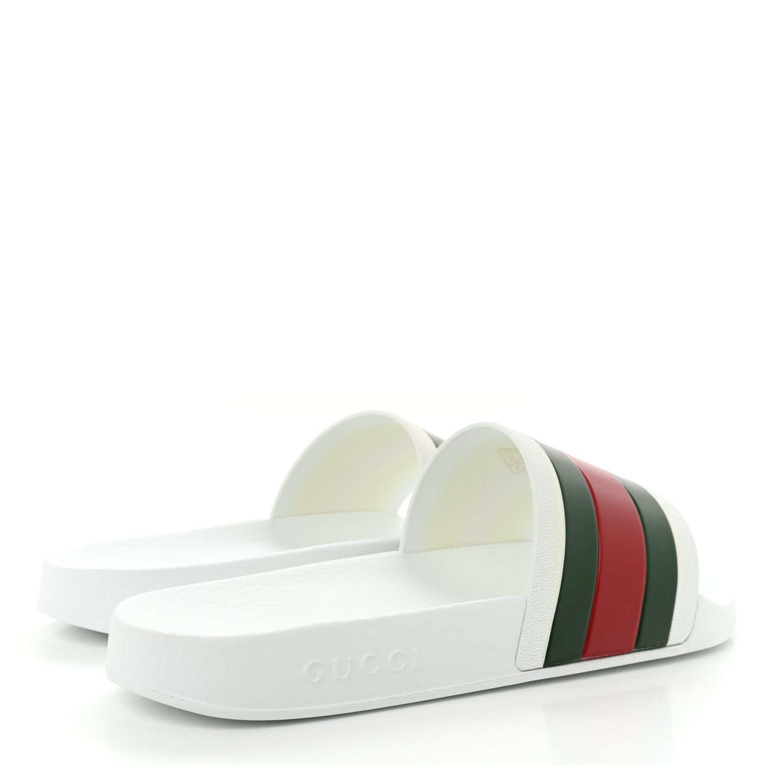 Gucci Rubber Web Mens Pool Slide Sandals 7 White Green Red 3 of 10