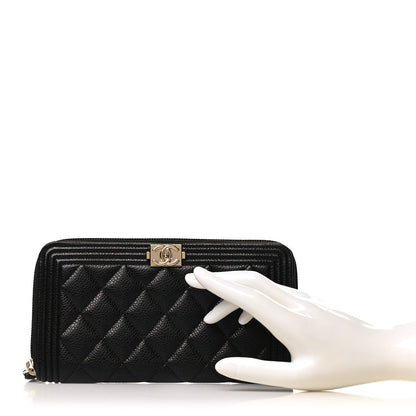 Chanel Caviar Quilted Boy Long Zip Around Wallet Black 2 of 8