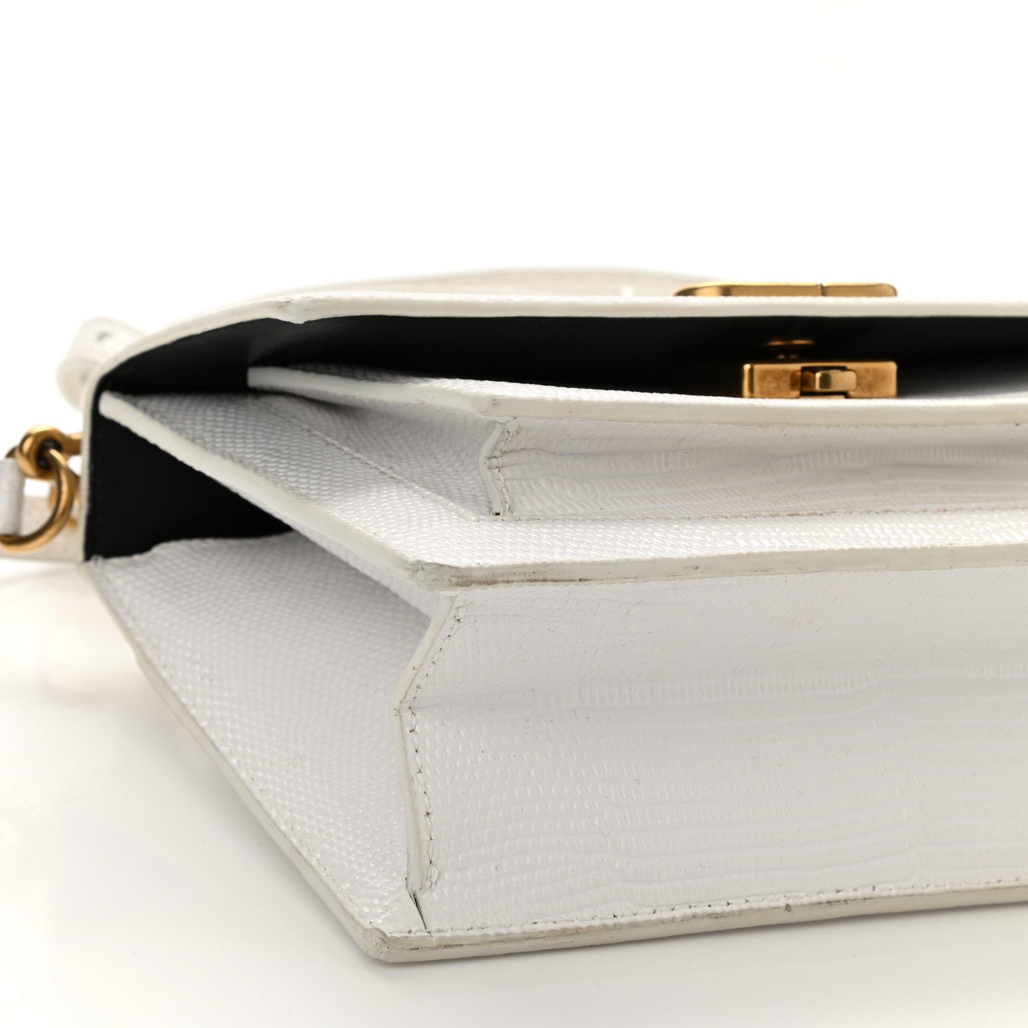 Balenciaga Patent Calfskin Lizard Embossed XS Sharp Top Handle Bag White 7 of 10