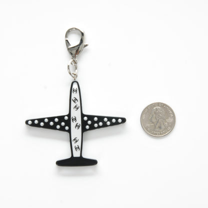 Chanel Resin Pearl CC Airplane Keychain Black White 2 of 3