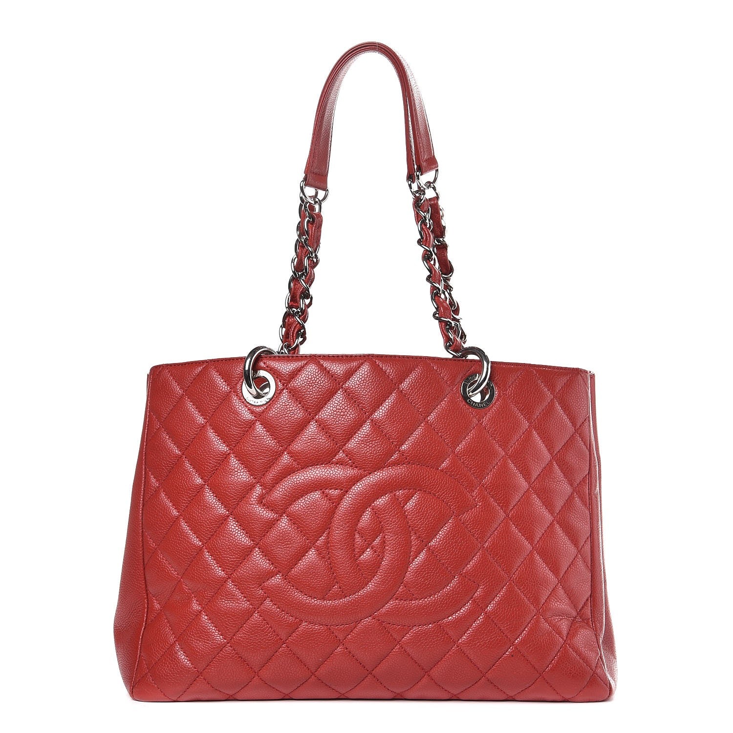 Chanel Caviar Quilted Grand Shopping Tote GST Red 1 of 12