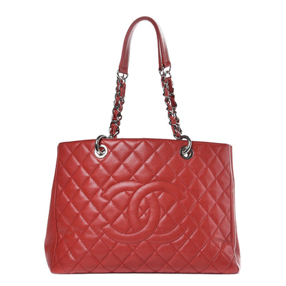 Chanel Caviar Quilted Grand Shopping Tote GST Red 1 of 12