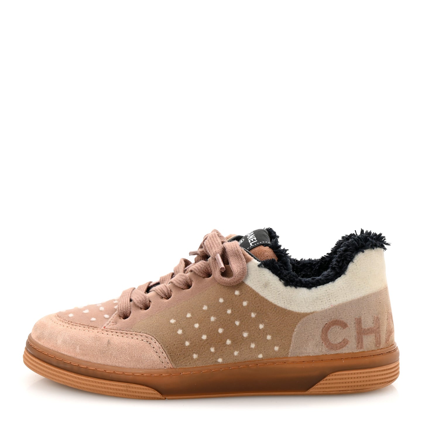 Fabric Suede Calfskin Logo Sneakers Light Beige