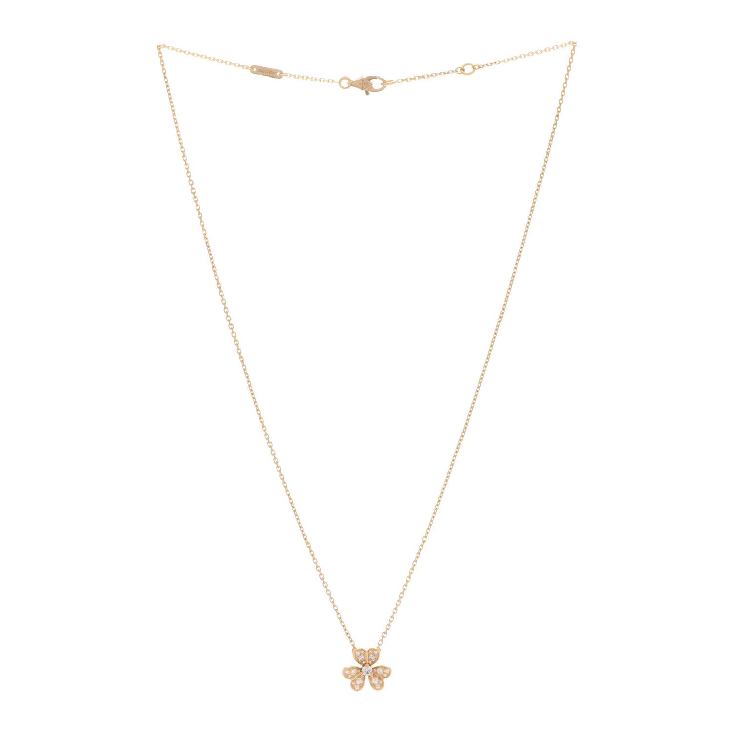 18K Yellow Gold Diamond Mini Frivole Pendant Pave Necklace