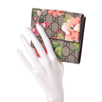 Gucci GG Supreme Monogram Blooms French Flap Wallet Beige Multicolor Dry Rose 2 of 8