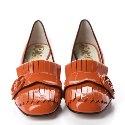 Gucci Vernice GG Marmont Fringe 50mm Loafer Pumps 35.5 Deep Orange 2 of 10