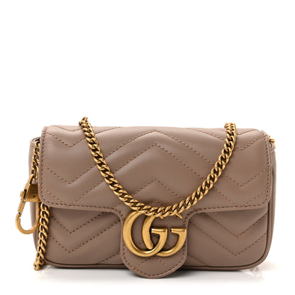 Gucci Calfskin Matelasse Super Mini GG Marmont Shoulder Bag Porcelain Rose 1 of 11