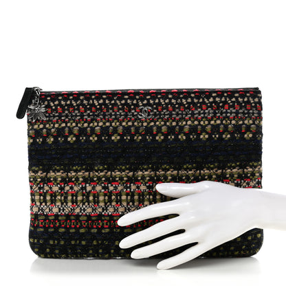 Chanel Tweed Quilted Medium Cosmetic Case Black Multicolor 2 of 7