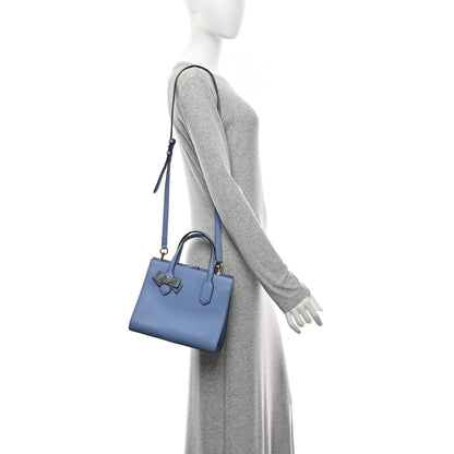 Gucci Calfskin Marmont Ribbon Top Handle Bag Blue 2 of 10