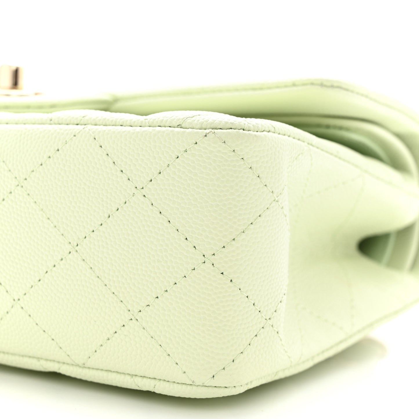 Caviar Quilted Small Double Flap Light Green
