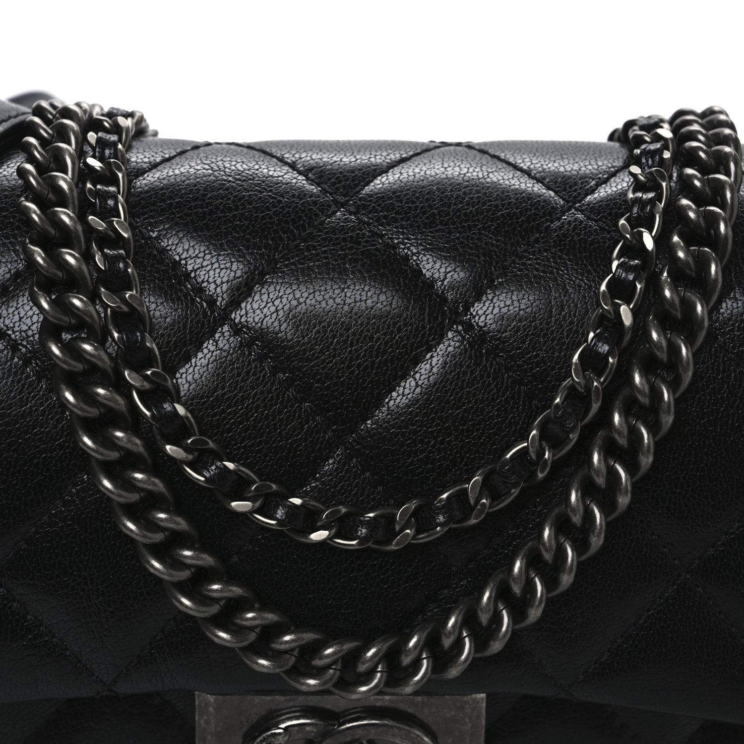 Chanel Shiny Goatskin Quilted Small Double Carry Waist Chain Flap Black 8 of 11