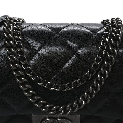 Chanel Shiny Goatskin Quilted Small Double Carry Waist Chain Flap Black 8 of 11