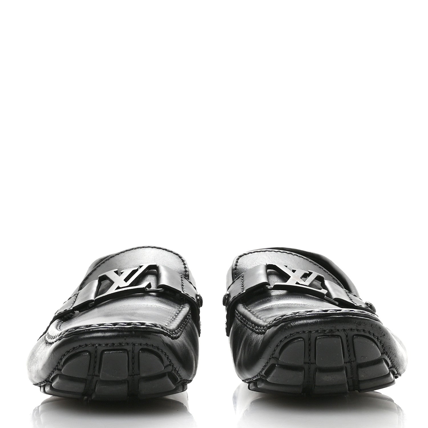 Louis Vuitton Calfskin Mens Monte Carlo Car Shoe Moccasin Loafers 10.5 Black 3 of 11