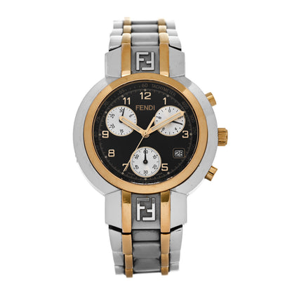 Fendi Stainless Steel 39mm Zucca Chronograph Two Tone Quartz Watch Black 1 of 4