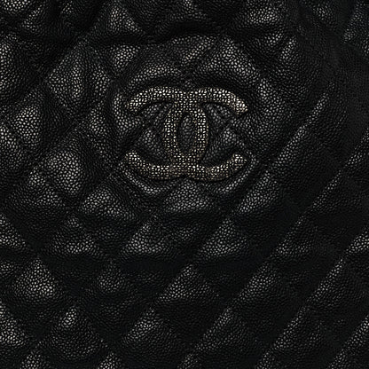 Chanel Distressed Glazed Caviar Quilted Large Elastic Tote Black 8 of 12