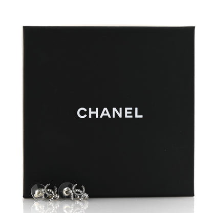 Chanel Metal Crystal CC Hoop Earrings Ruthenium 5 of 5