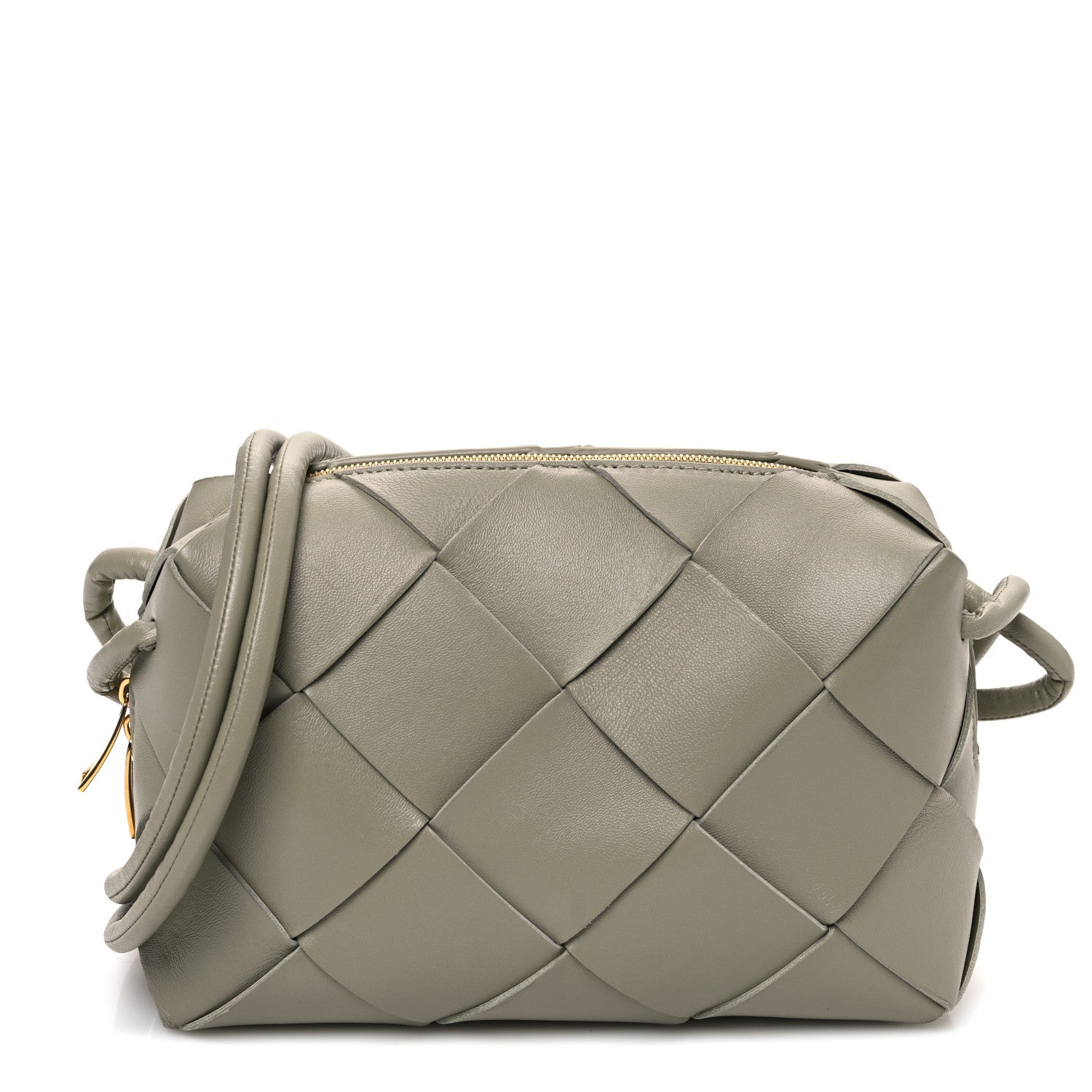 Bottega Veneta Lambskin Maxi Intreccio Small Cassette Camera Bag Travertine 1 of 9