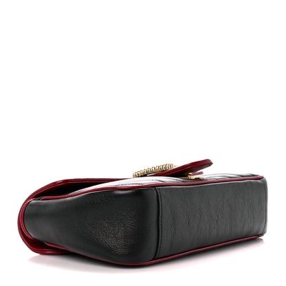 Gucci Vintage Effect Calfskin Matelasse Diagonal Small Torchon GG Marmont Shoulder Bag Black Romantic Cherry 4 of 12