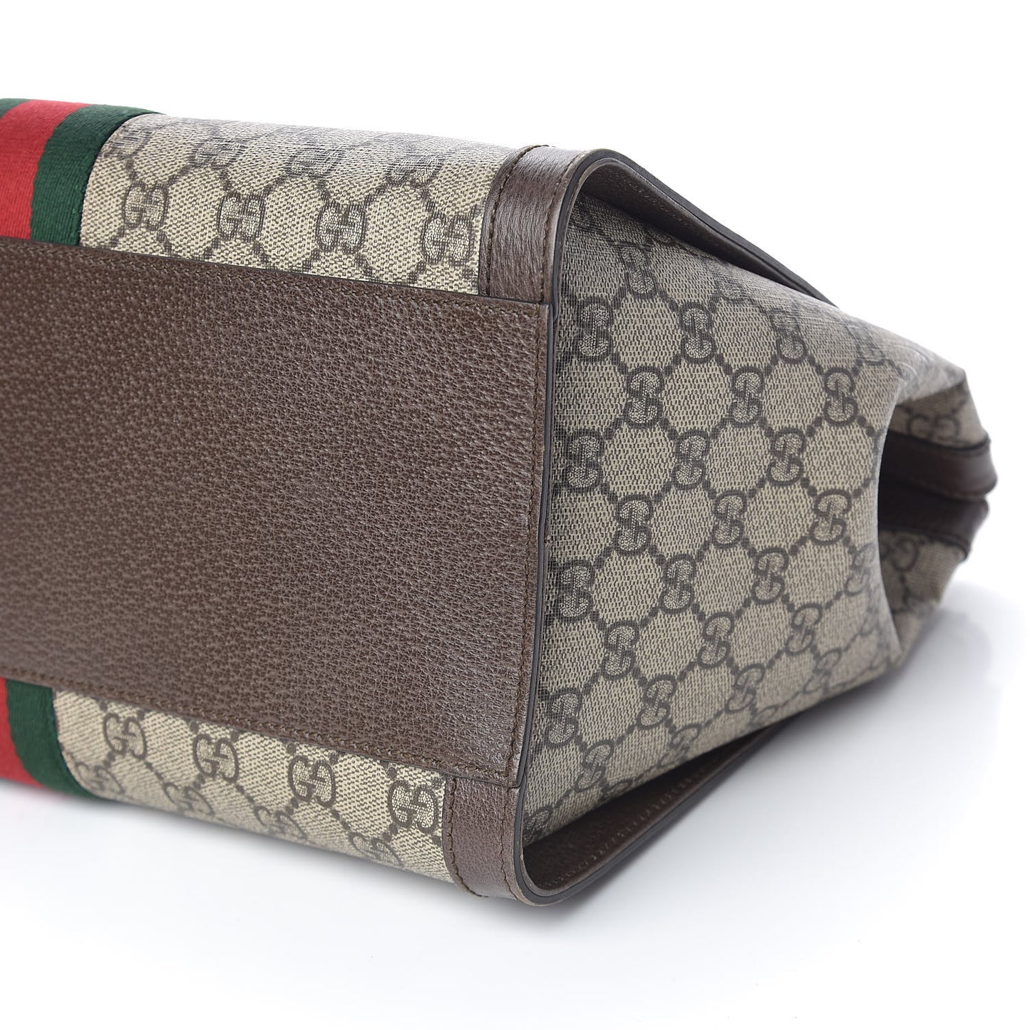 GG Supreme Monogram Web Medium Ophidia Tote Bag Brown