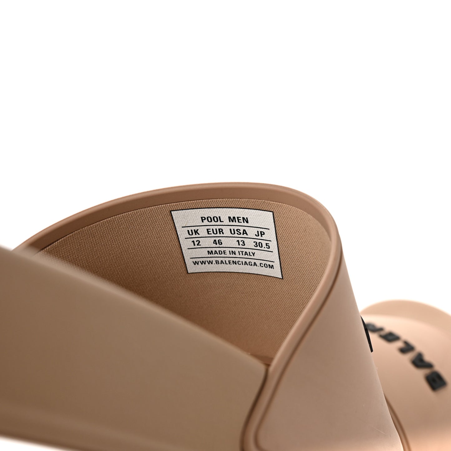 Rubber Logo Mens Pool Slide Sandals 46 Beige Black