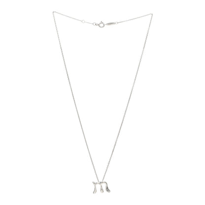 Tiffany Sterling Silver Diamond Elsa Peretti Letter M Pendant Necklace 3 of 4