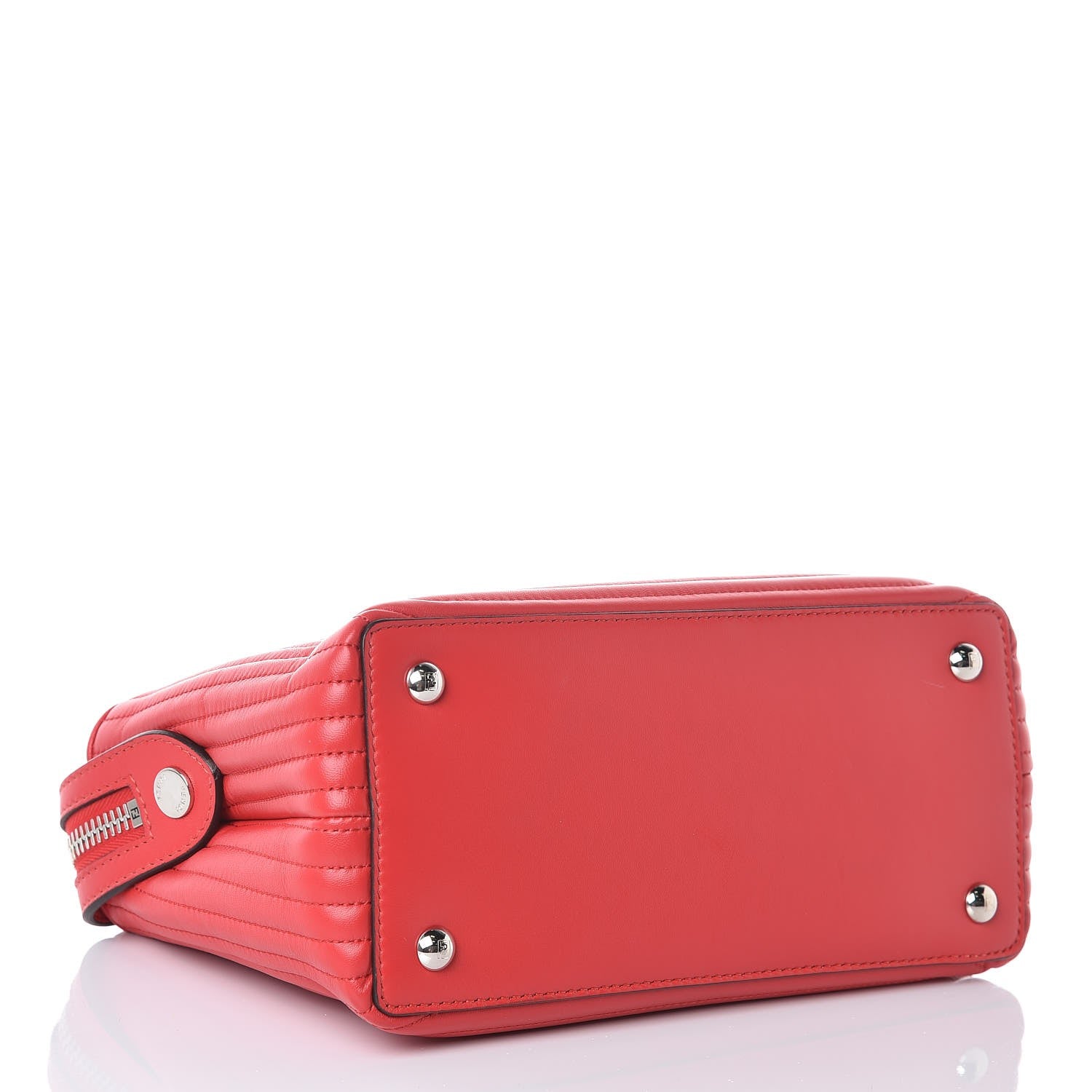 Fendi Shiny Nappa Trapuntata Small DotCom Click Chain Satchel Rojo 4 of 9