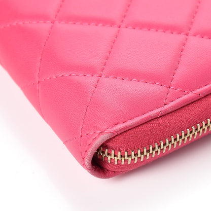 Chanel Lambskin Quilted Large Zip Around Organizer Wallet Dark Pink 6 of 14