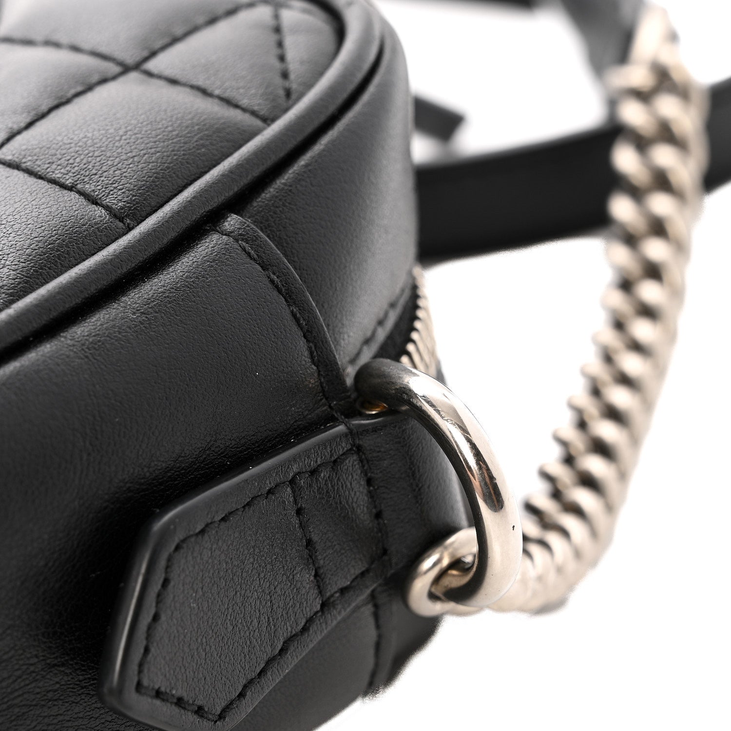 Gucci Calfskin Matelasse Aria GG Marmont Chain Shoulder Bag Black 10 of 12