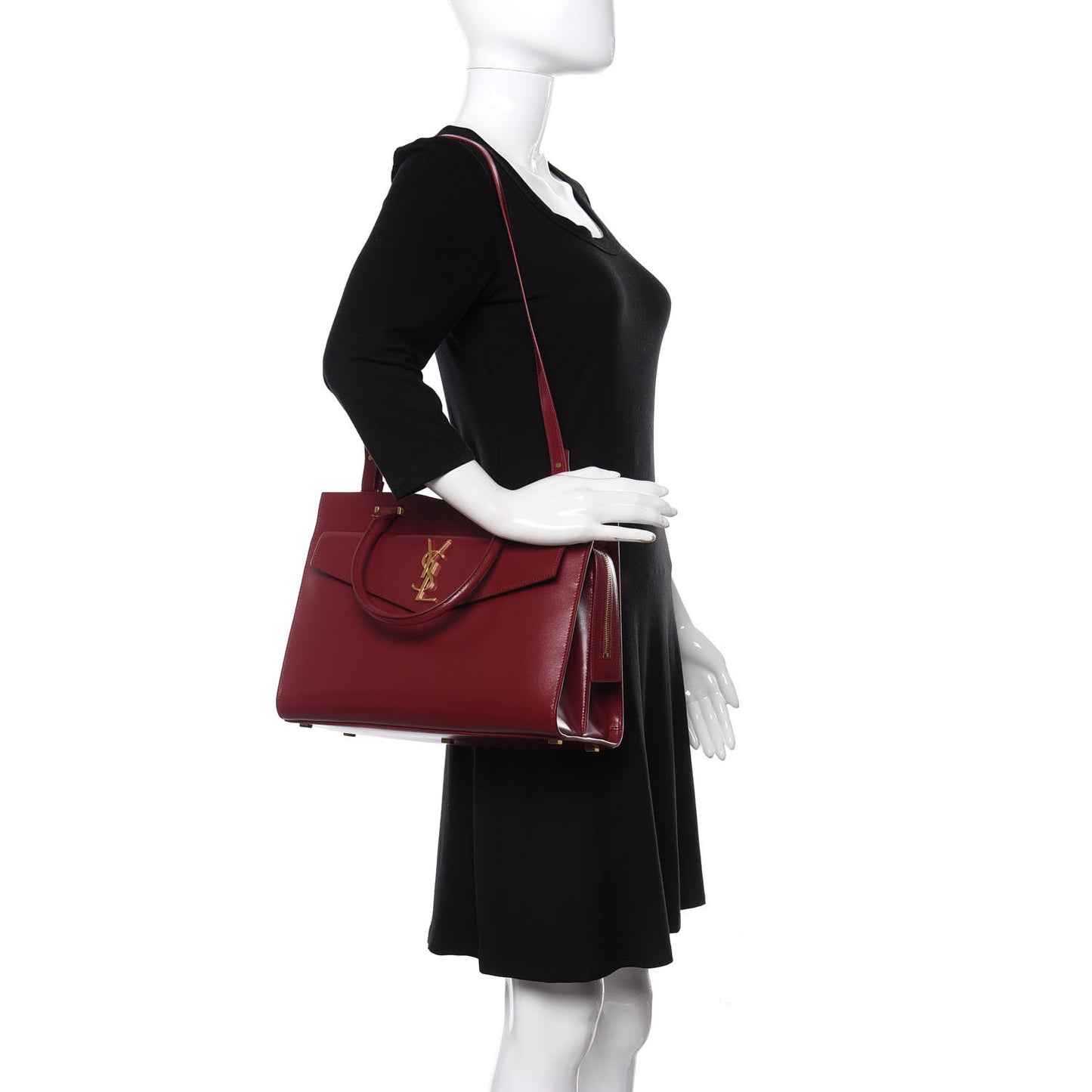 Shiny Calfskin Medium Uptown Tote Rouge Eros