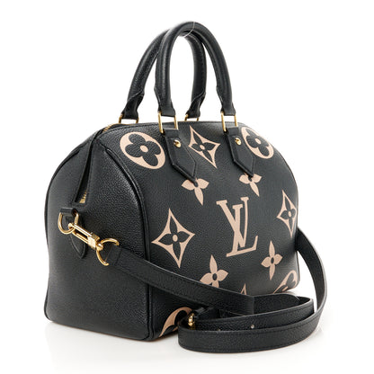 Louis Vuitton Empreinte Monogram Giant Speedy Bandouliere 25 Black Beige 3 of 13