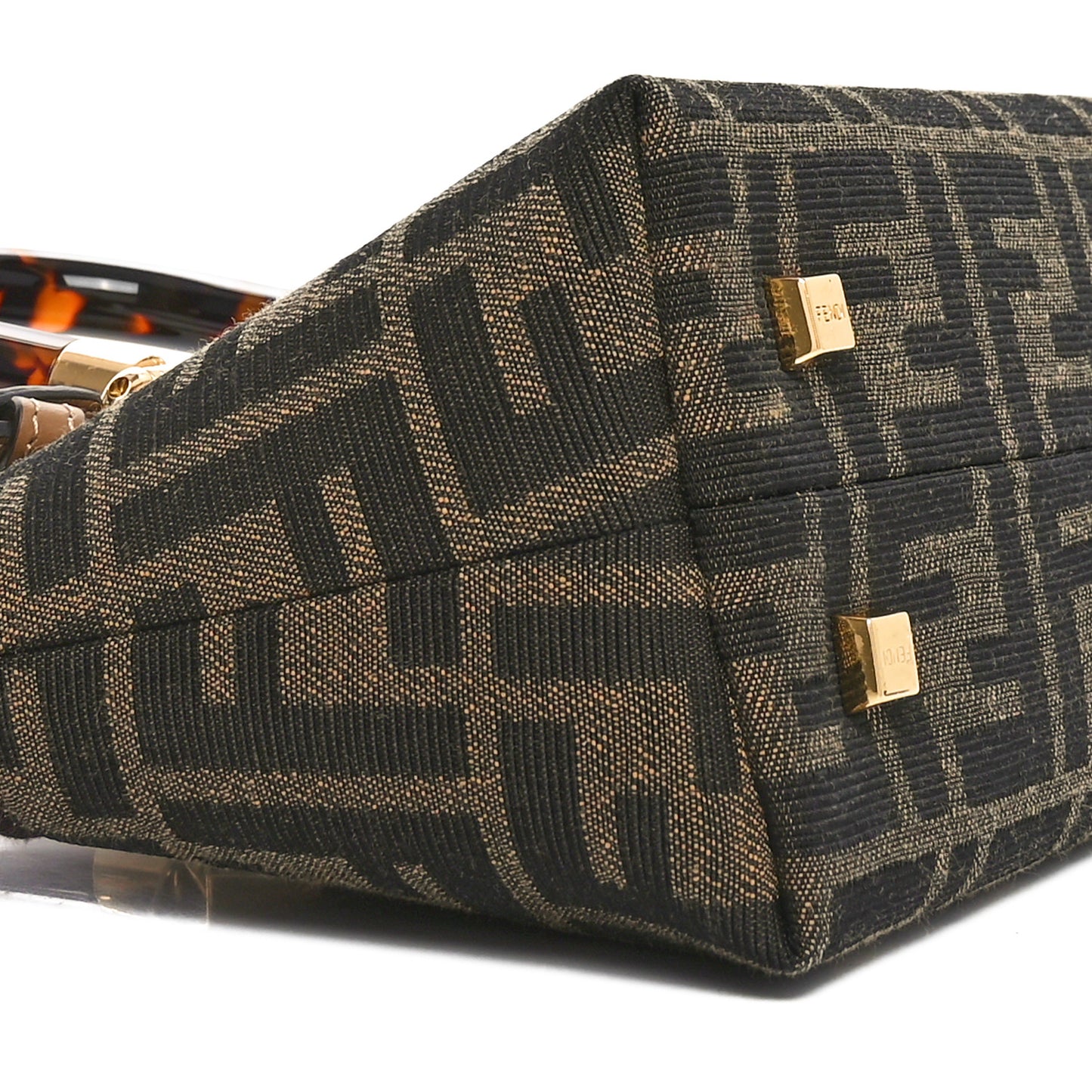 Fabric Jacquard Vitello King Plexiglass FF 1974 Logo Embroidered Mini By The Way Top Handle Boston Bag Tobacco Moro Sand