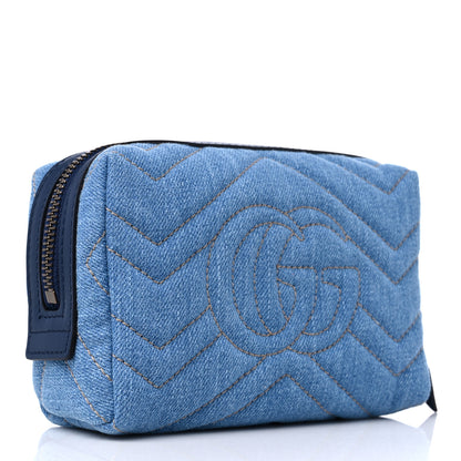 Gucci Denim Matelasse Pearly GG Marmont Cosmetic Case Blue 3 of 10