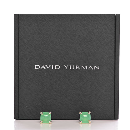 David Yurman 18K Yellow Gold Diamond Chrysoprase 8mm Chatelaine Earrings 5 of 5