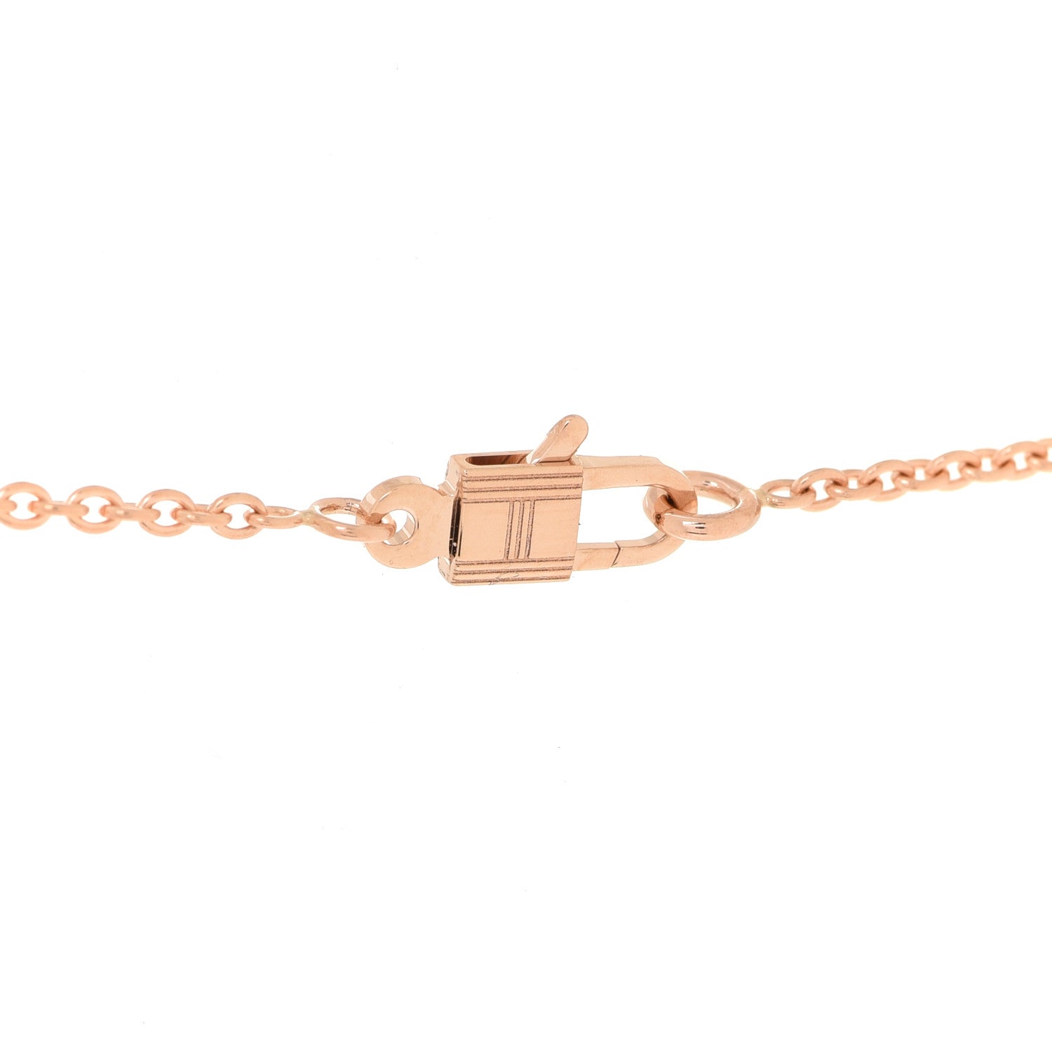 Hermes 18K Rose Gold Diamond Kelly Amulettes Pendant Necklace 4 of 6