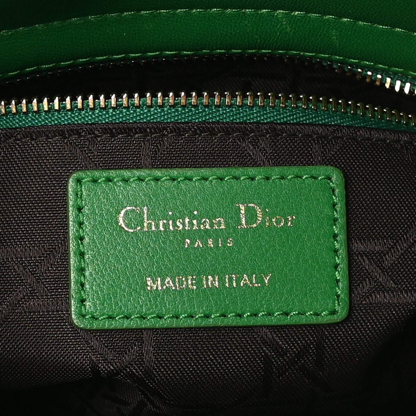 Lambskin Cannage Small Lucky Badges My Lady Dior Green