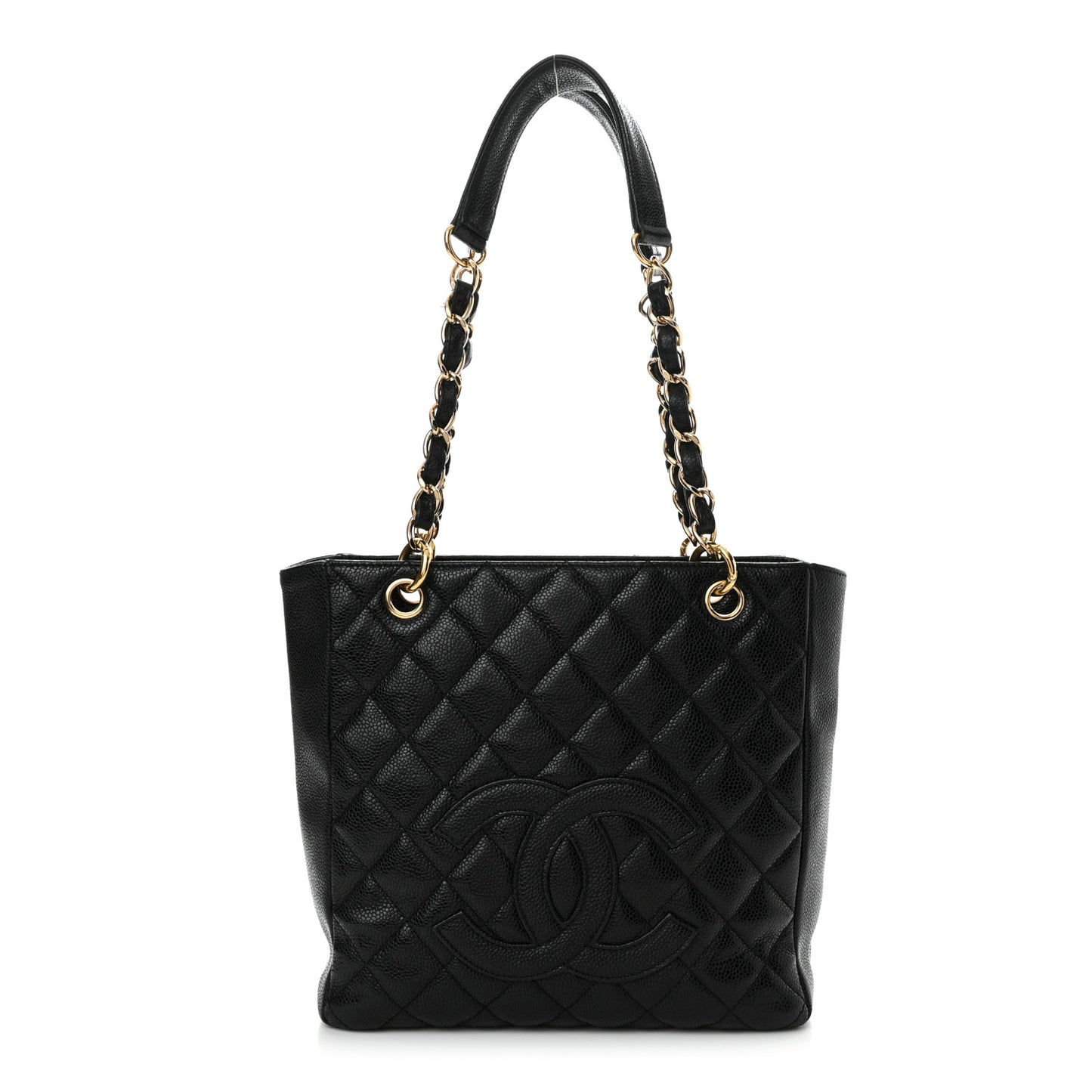 Caviar Quilted Petit Shopping Tote PST Black