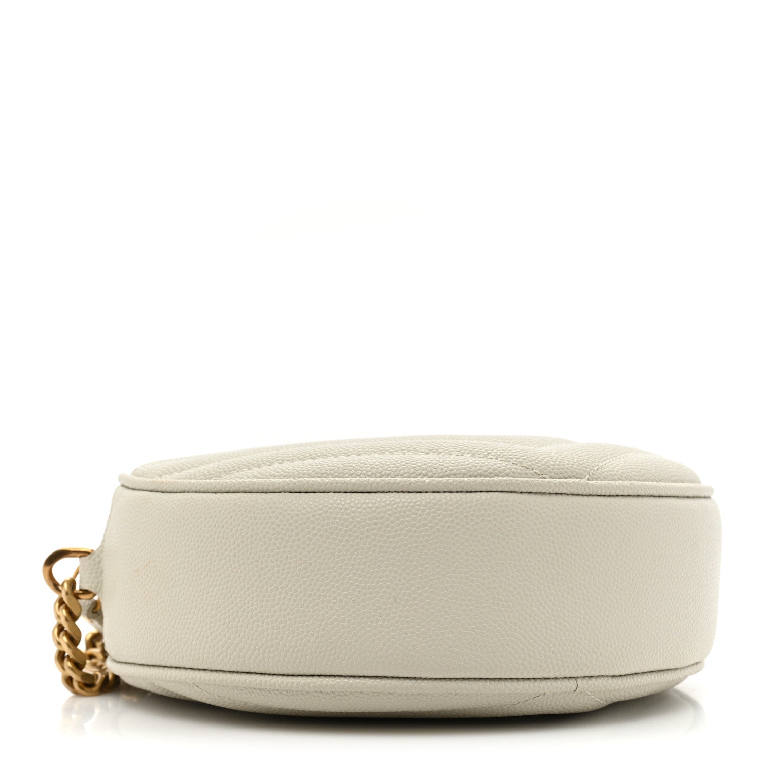 Saint Laurent Grain De Poudre Matelasse Chevron Quilted Round Vinyle Camera Bag Crema Soft 4 of 11