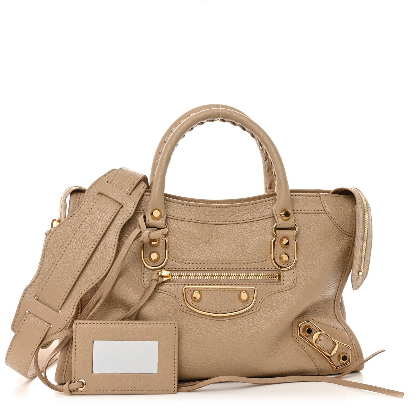 Shiny Goatskin Gold Metallic Edge Hardware S City Beige Sahara