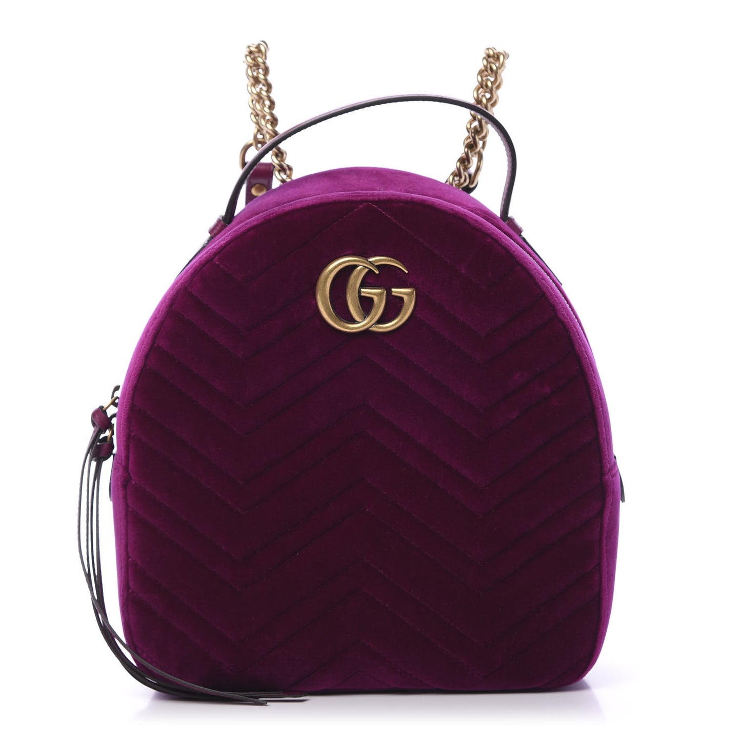 Velvet Matelasse GG Marmont Dome Backpack Fuchsia Violet Cyclamen