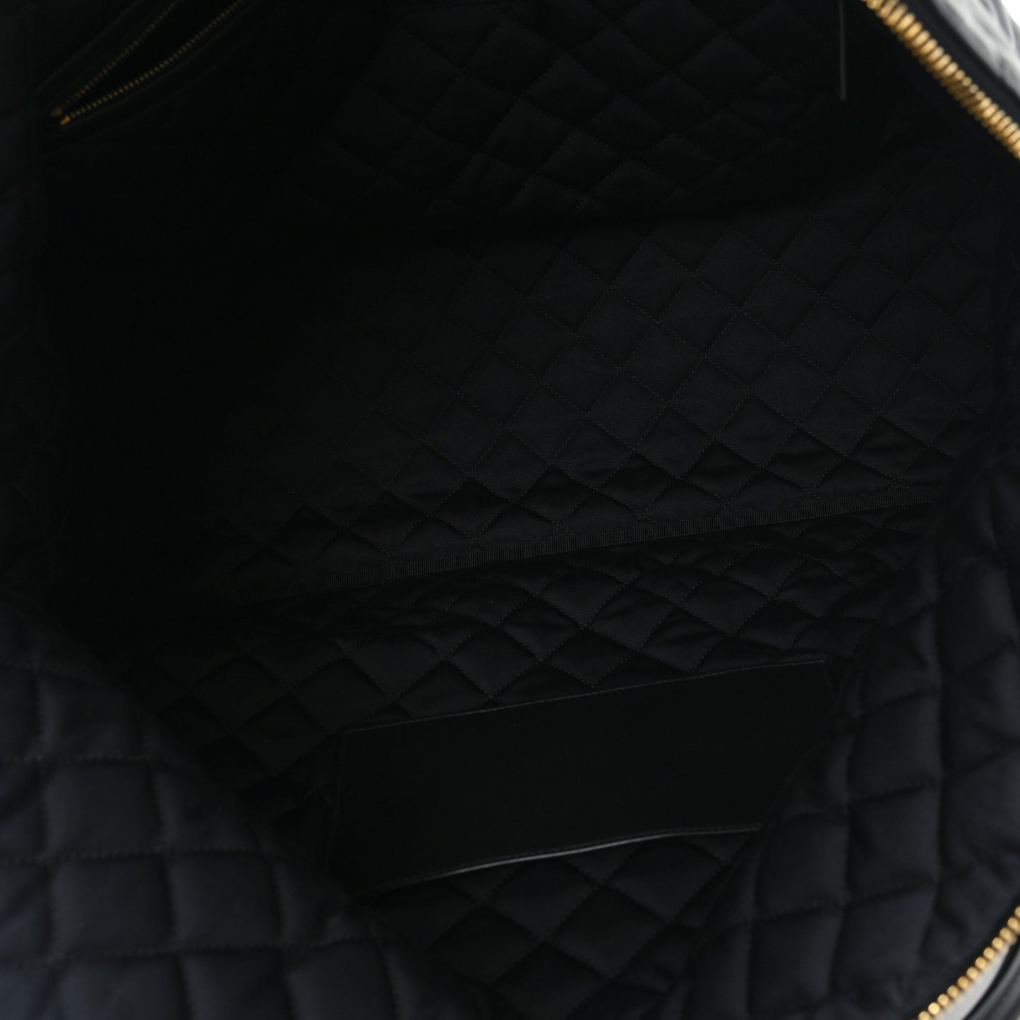 Calfskin Quilted ES Giant Travel Bag Black