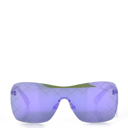 Chanel Shield Runway Sunglasses 4215 Silver Purple 4 of 8