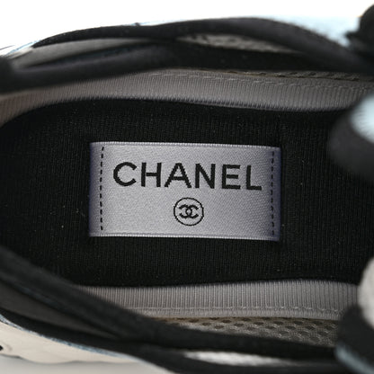 Chanel Suede Calfskin Nylon Grosgrain CC Sneakers 40 Light Blue 7 of 9