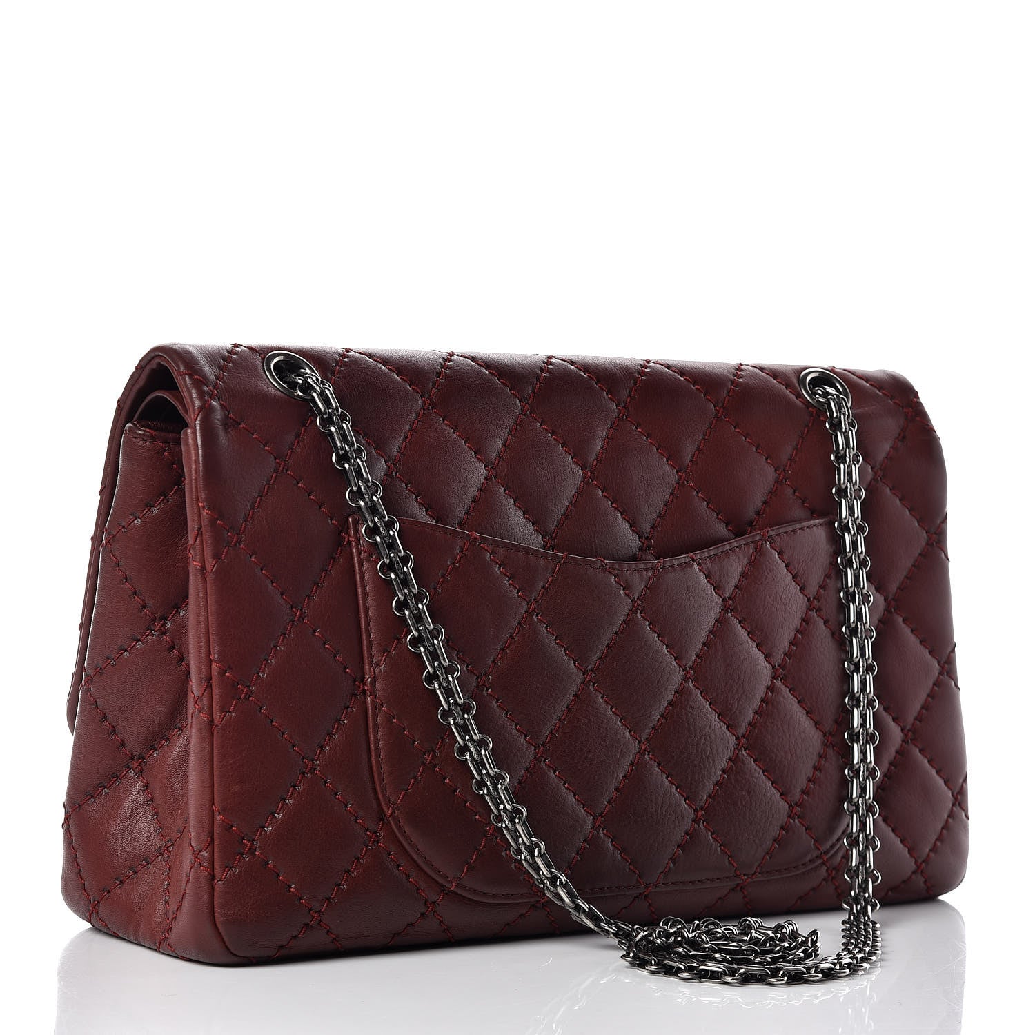 Chanel Calfskin Stitched 2.55 Reissue 227 Flap Burgundy 4 of 13